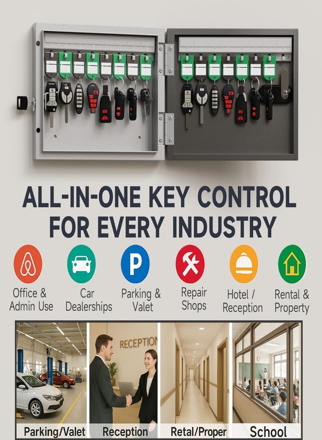 صندوق مفاتيح WeHere، خزانة مفاتيح جدارية مع 16 بطاقة مفاتيح وقفل برقم سري - نظام تخطيط موارد المؤسسات المصغر - مثالي لخدمات صف السيارات والفنادق وخدمات تنظيف المنازل - Image 5